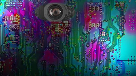 The Eye That Observes From Computer Plate Stock Photos