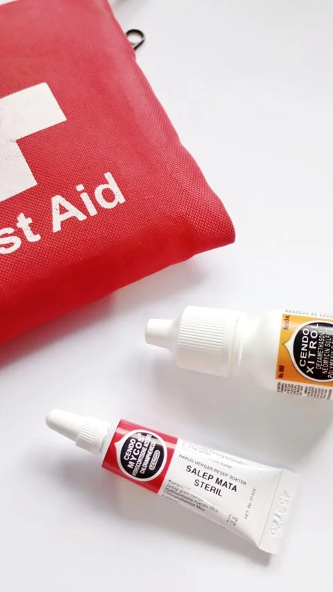 Eye Ointment and Eye drops for treating infections, inflammation of the eyes Stock Footage 304891014