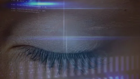 Eye open and close with digital code Stock Footage 104931511