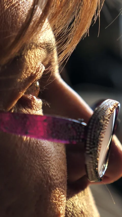 Eye opening. Close-up of a woman's face and eyes wearing glasses. Stock Footage 336054009