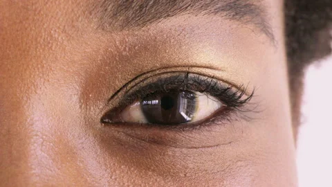 Eye, optometry and face of black woman with optical health, eyesight or vision Video stock 334698990