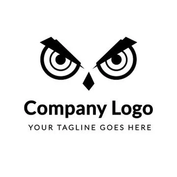 Eye Owl Bird Logo Template Concept Black White Background Vector Illustration Stock Illustration