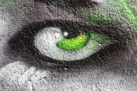 Eye painted on the wall Stock Photos