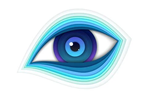 Eye in paper art style. Vector illustration. Stock Illustration