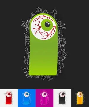 Eye paper sticker with hand drawn elements Illustrazione stock