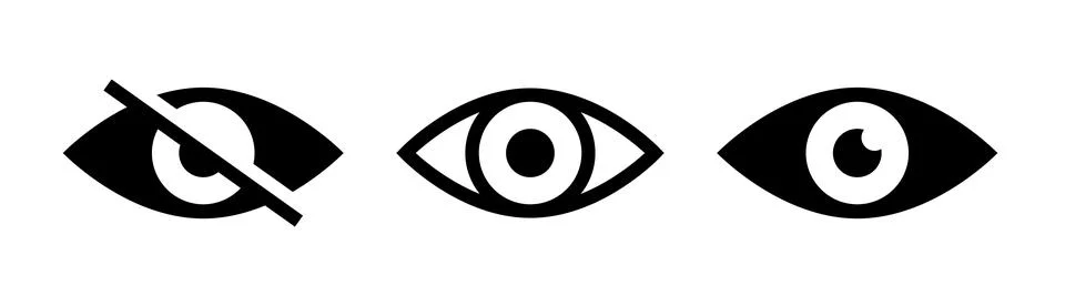 Eye password hidden view private vector icon. Hidden eye password look web icon Stock Illustration