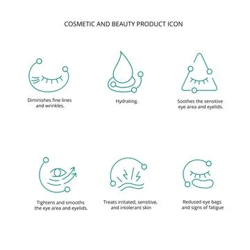 Eye patch, cream, mask cosmetic and beauty product icon set for web, packaging Stock-Illustration