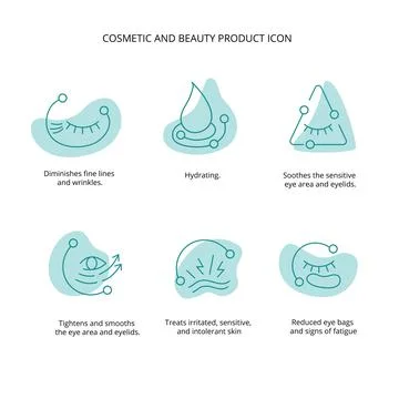 Eye patch, cream, mask cosmetic and beauty product icon set for web, packaging Stock Illustration