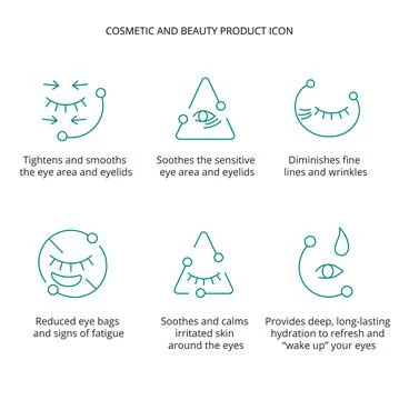 Eye patch, cream, mask cosmetic and beauty product icon set for web, packaging Stock-Illustration