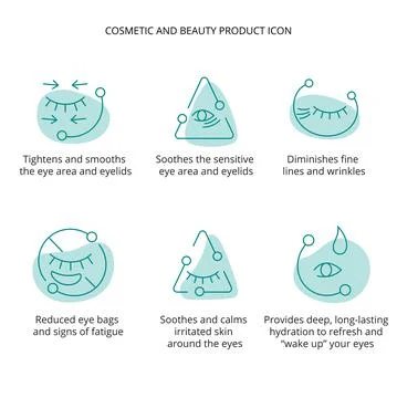 Eye patch, cream, mask cosmetic and beauty product icon set for web, packaging Stock Illustration