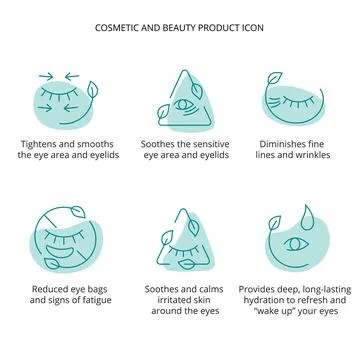 Eye patch, cream, mask cosmetic and beauty product icon set for web, packaging Stock Illustration