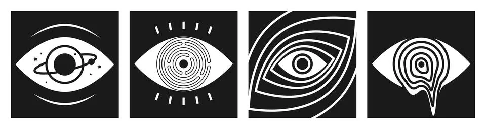Eye pattern. Abstract geometric art. Minimal retro graphic shape. Vintage hip Stock Illustration