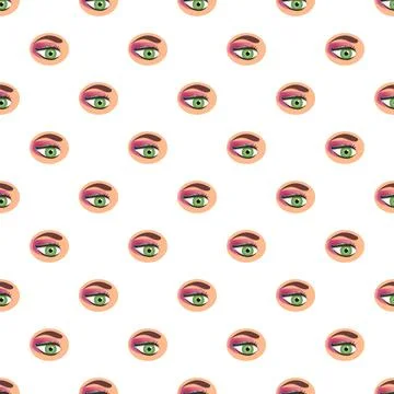 Eye pattern with green iris and pink makeup Stock Illustration