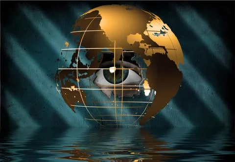 Eye peers through earth Illustrazione stock