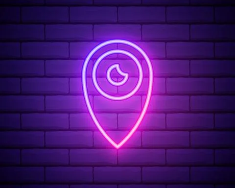 Eye pin neon icon. Elements of Mad science set. Simple icon for websites, web 스톡 일러스트