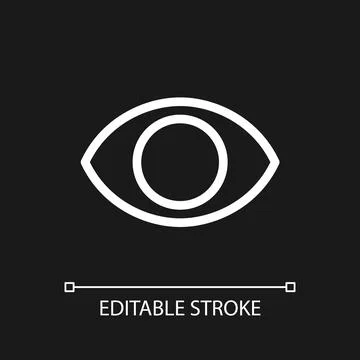 Eye pixel perfect white linear ui icon for dark theme Stock-Illustration
