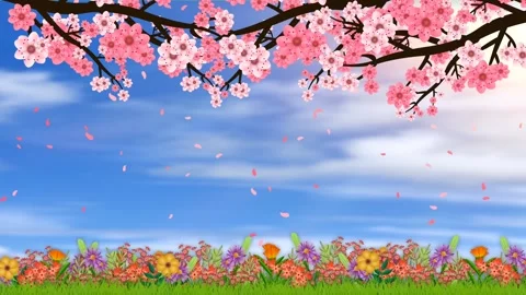 Eye pleasing spring season background with colourful flowers and bright sun.. Stock Footage 268573510