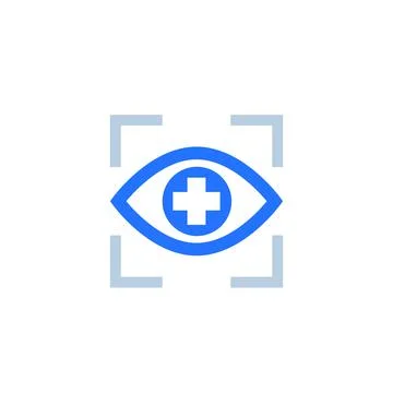 Eye with plus logo, vector icon Stock Illustration