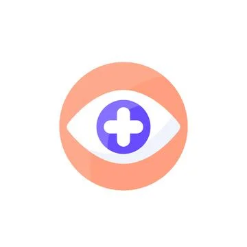 Eye with plus, vector logo Stock Illustration