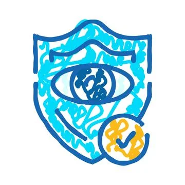 Eye protected by shield with virus particles Stock Illustration