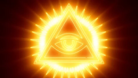 The Eye of Providence Loop. Showing an eye often surrounded by magic fire rays Stock Footage 239071004