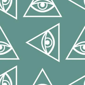 Eye providence magical seamless pattern. Mystical masonry background. Vector Stock Illustration