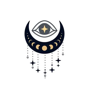 Eye of Providence over crescent 스톡 일러스트