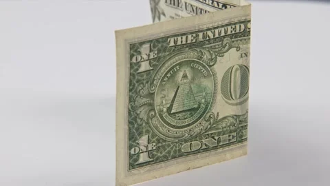 Eye of Providence triangle symbol circle on front of one-dollar Stock Footage 329707774