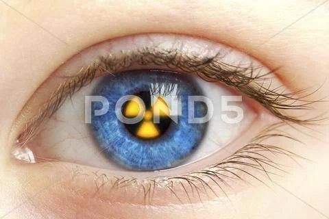 Eye with radiation warning sign Stock Illustration