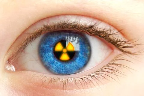 Eye with radiation warning sign Stock Illustration