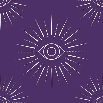 Eye with rays abstract magic seamless pattern for textile prints, repeat Stock Illustration
