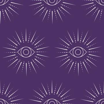 Eye with rays abstract magic seamless pattern for textile prints, repeat Stock Illustration
