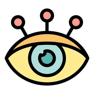 Eye receiving information through three antennae, futuristic concept Stock Illustration