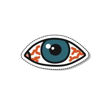 Eye redness doodle icon, vector color illustration Stock Illustration