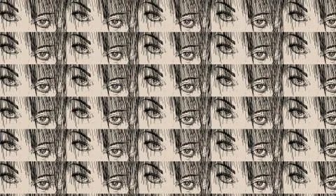Eye repeated pattern for cards and fabrics  comics series Stock-Illustration