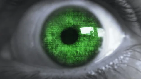 Eye Retina Scan Iris Recognition Digital Flow Stock Footage 144668820