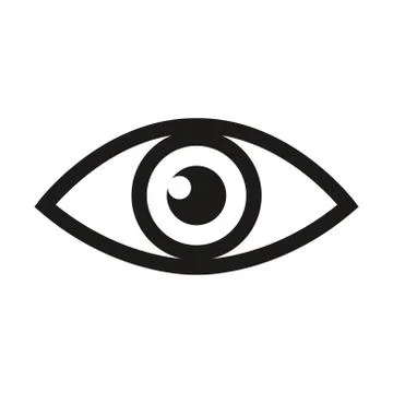 Eye retina scan or optometry eye exam line art icon for medical apps and Stock Illustration