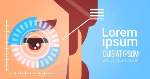 Eye Retina Scanning Access Control Male Face Recognition System Biometric 스톡 일러스트