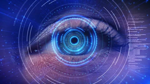 Eye Scan Futuristic Biometric Security Iris Recognition, Blue Eyes, Technology Stock Footage 333970450