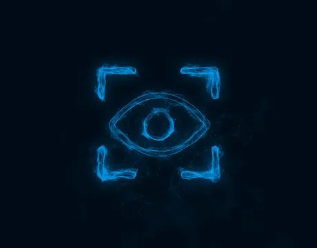 Eye scan icon with plexus effect. Connected lines with dots. Illustration Stock Illustration