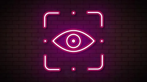Eye scan in neon effect mp4 video Stock Illustration