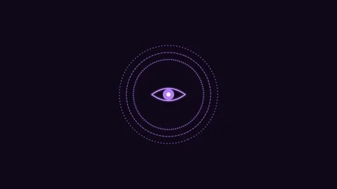 Eye scan security line icon with rotating rings, violet neon style Vídeos de archivo 342595459