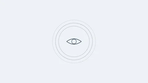 Eye scan security line icon with rotating rings, slate gray style 스톡 동영상 342595461