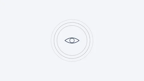 Eye scan security line icon with rotating rings, dark ink blue style Stock Footage 342595478