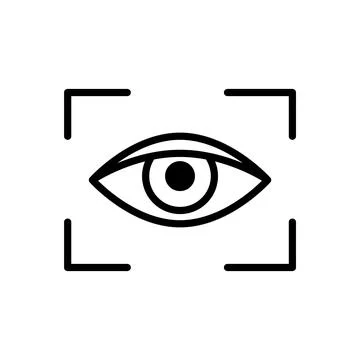 Eye scan for visual identity, line icon. Biometric data of human. Symbol of Stock Illustration