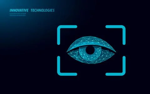 Eye scanner 3D authorisation technology concept. Biometric data safety Illustrazione stock