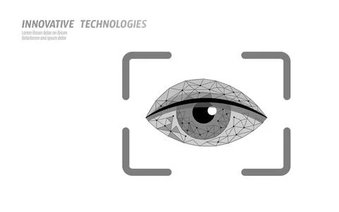 Eye scanner 3D authorisation technology concept. Biometric data safety Illustrazione stock