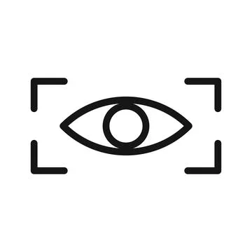 Eye scanner icon Black line art vector logo Stock Illustration