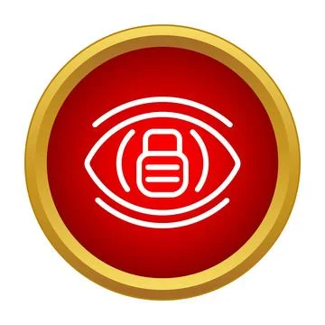 Eye scanning biometric lock icon for identity security Stock Illustration