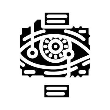 Eye scanning deep learning glyph icon vector illustration Stock Illustration